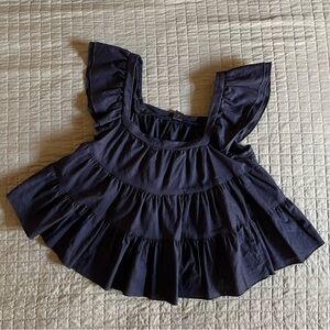 SHEIN Black Ruffle Babydoll Top